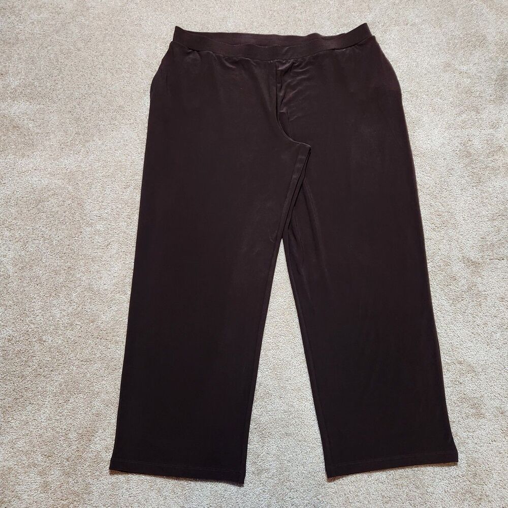 Graver Susan Graver Luxe Pants Women XLP Brown Pull On High Rise Straight Leg